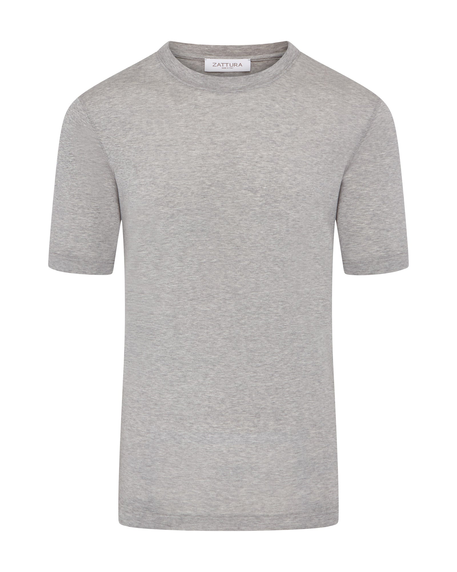 Grey marl mercerised short-sleeve T-shirt with crew neck