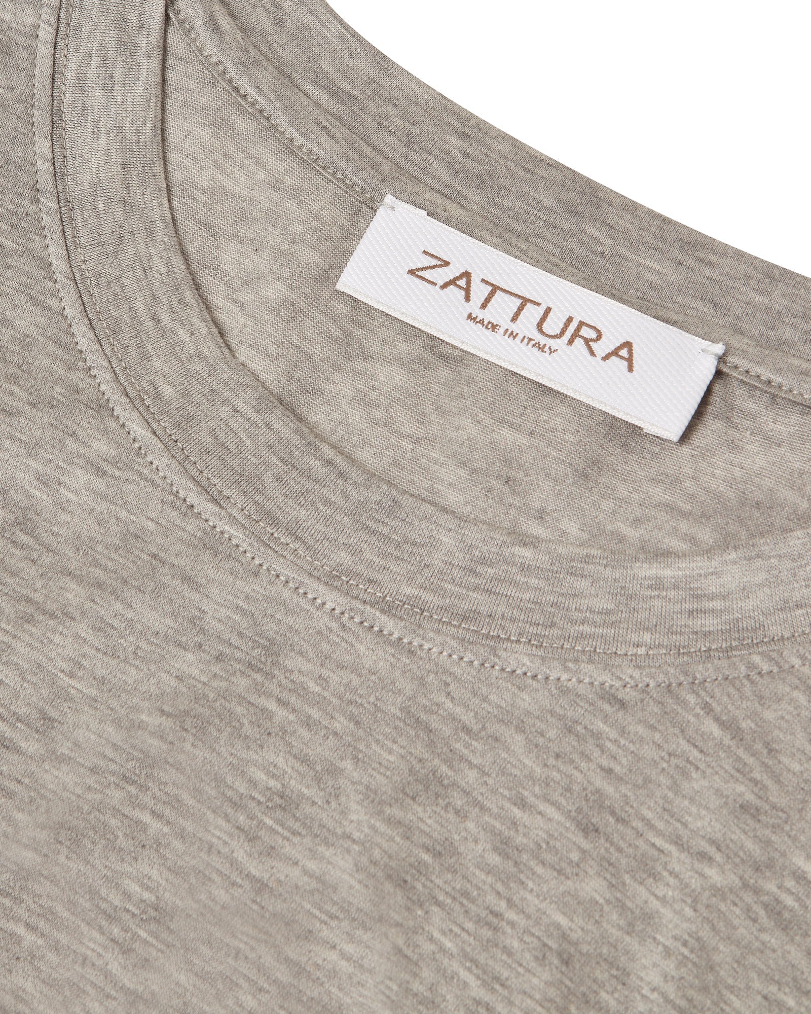 Grey marl T-shirt neckline with ZATURA label at collar