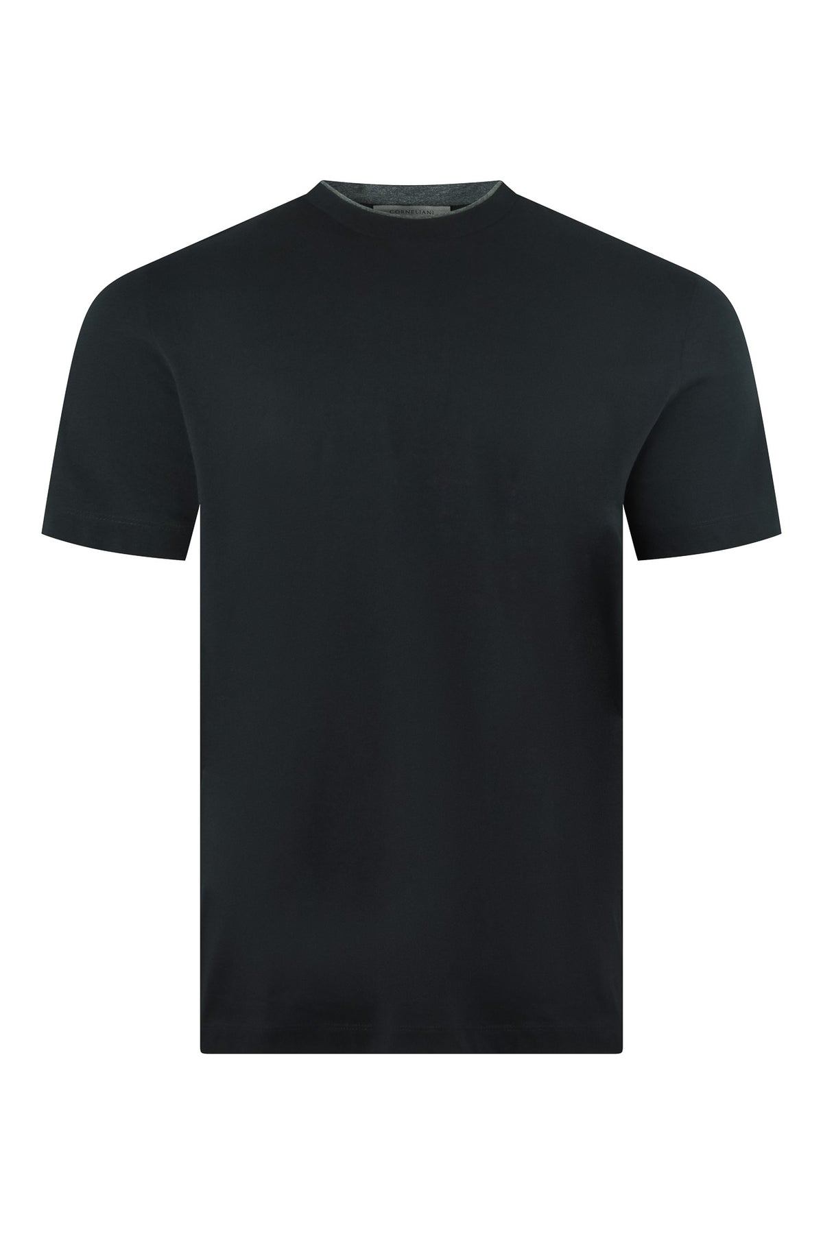 Black crew-neck short-sleeve T-shirt