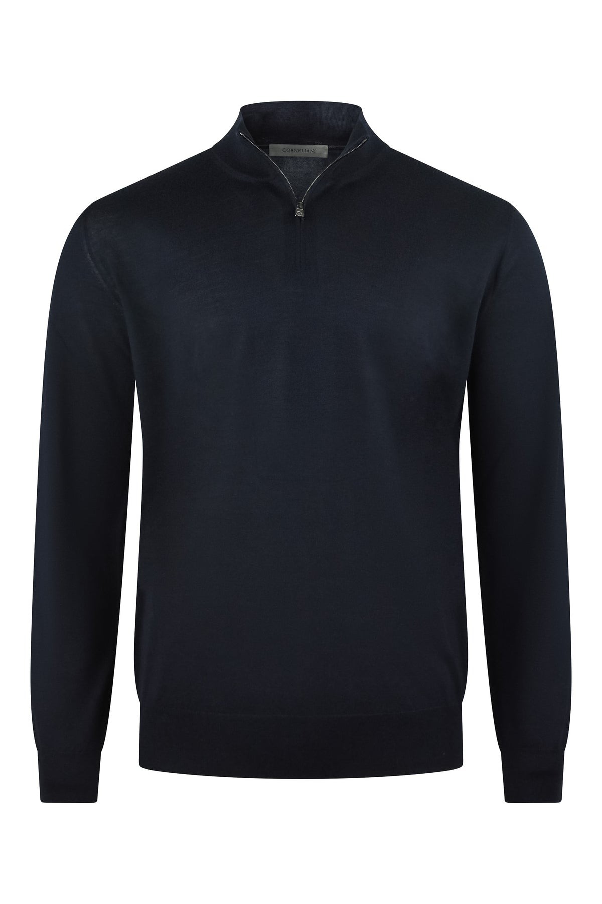 Corneliani merino quarter-zip knit jumper with zip collar, navy blue