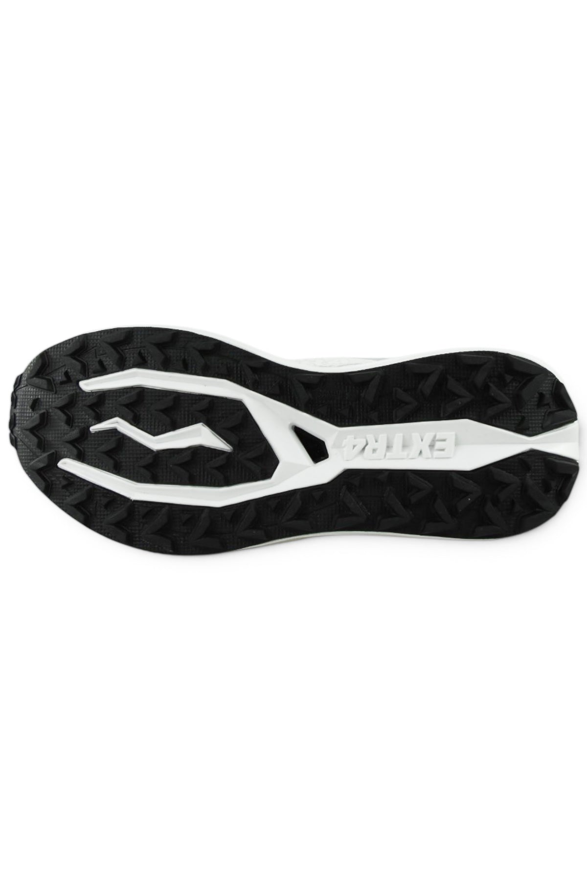 Rubber outsole for waterproof running shoes with deep tread and white logo