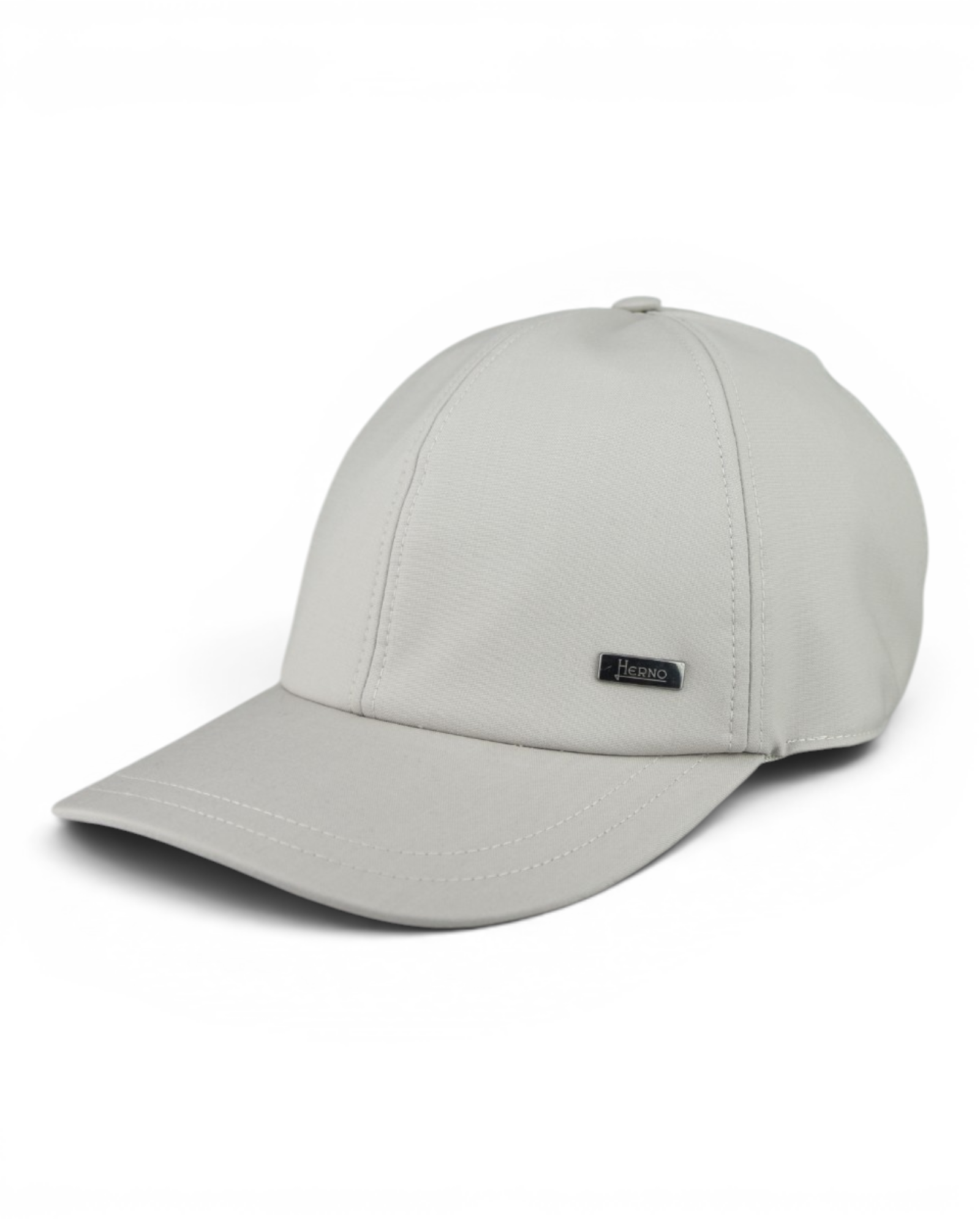 Grey storm system baseball cap with curved brim and Herno logo patch.