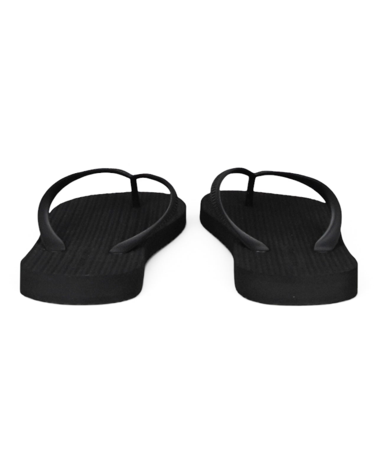 Frescobol Carioca Fabio black flip flops, thong straps shown from the back