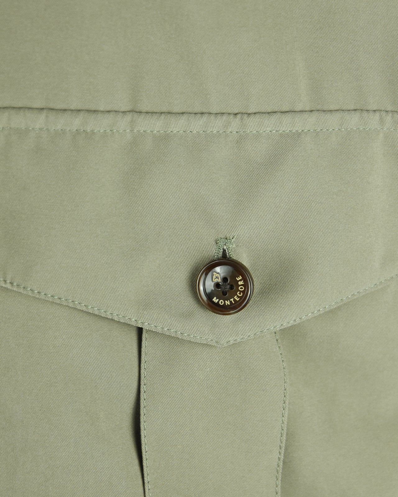 Smoke green blouson jacket pocket flap with Montecore snap button
