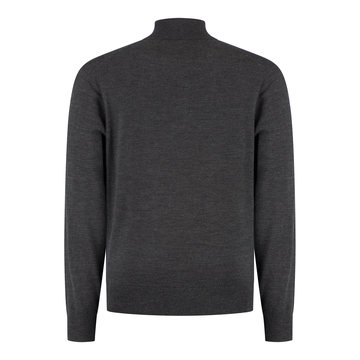 Men's merino half-zip pullover, dark anthracite melange, back view