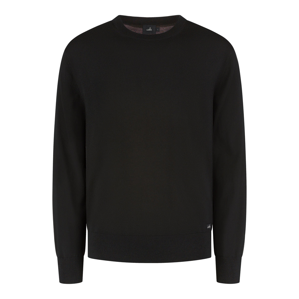 WAHTS merino crewneck pullover, pure black, long sleeves