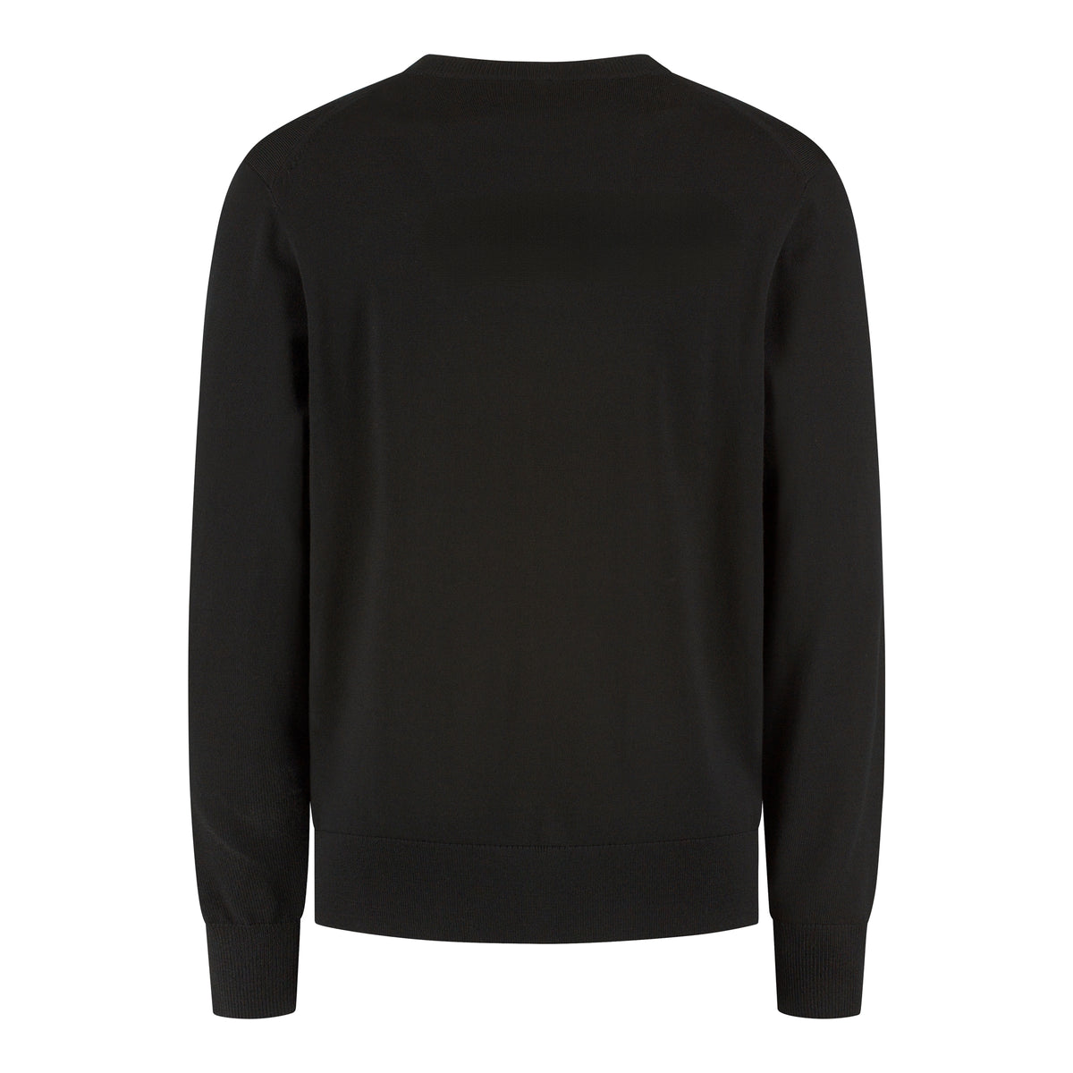 WAHTS merino crewneck pullover, pure black, back view
