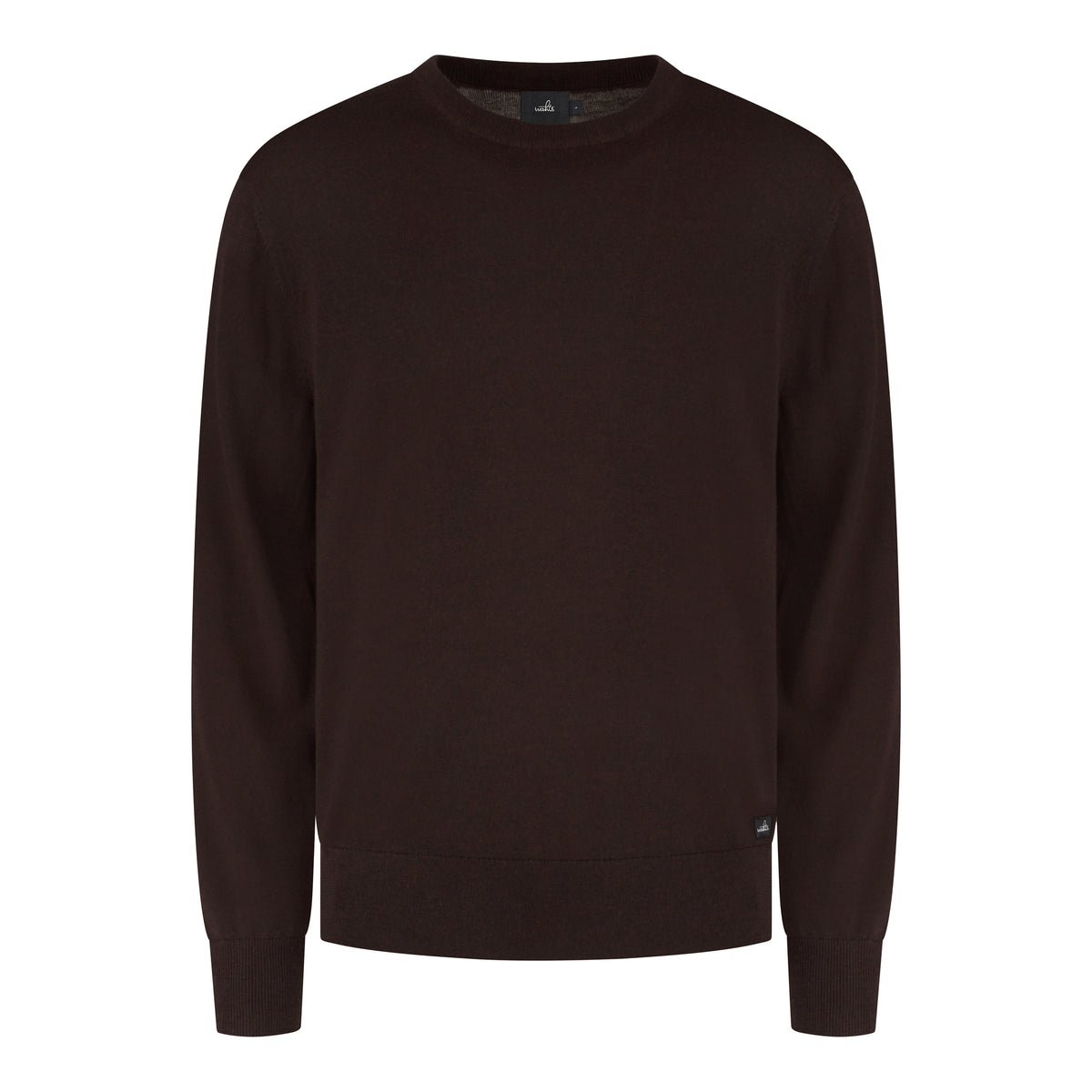 Burgundy melange merino crewneck pullover sweater, long sleeves