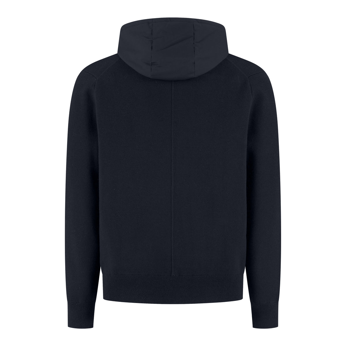 Night blue hooded full-zip hoodie with ribbed cuffs and hem