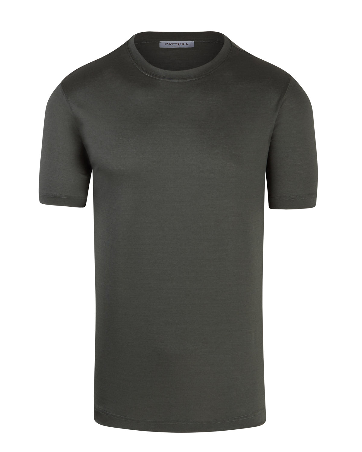 Dark green mercerised short sleeve T-shirt with crew neck