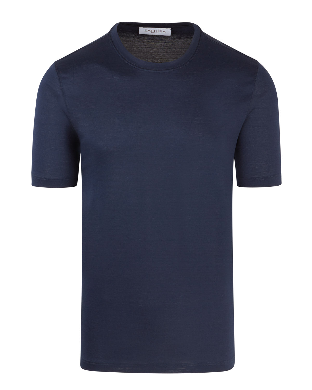 Navy mercerised short sleeve T-shirt with crew neck