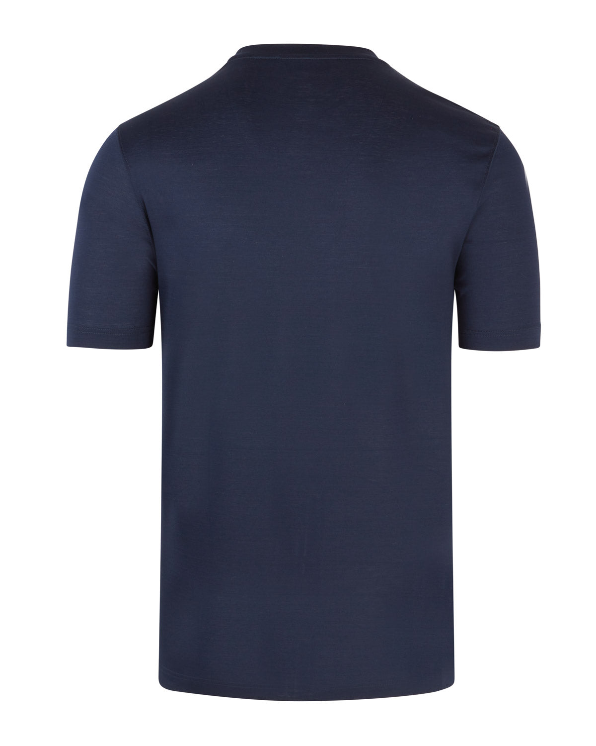 Navy mercerised short sleeve T-shirt, crew neck, back view