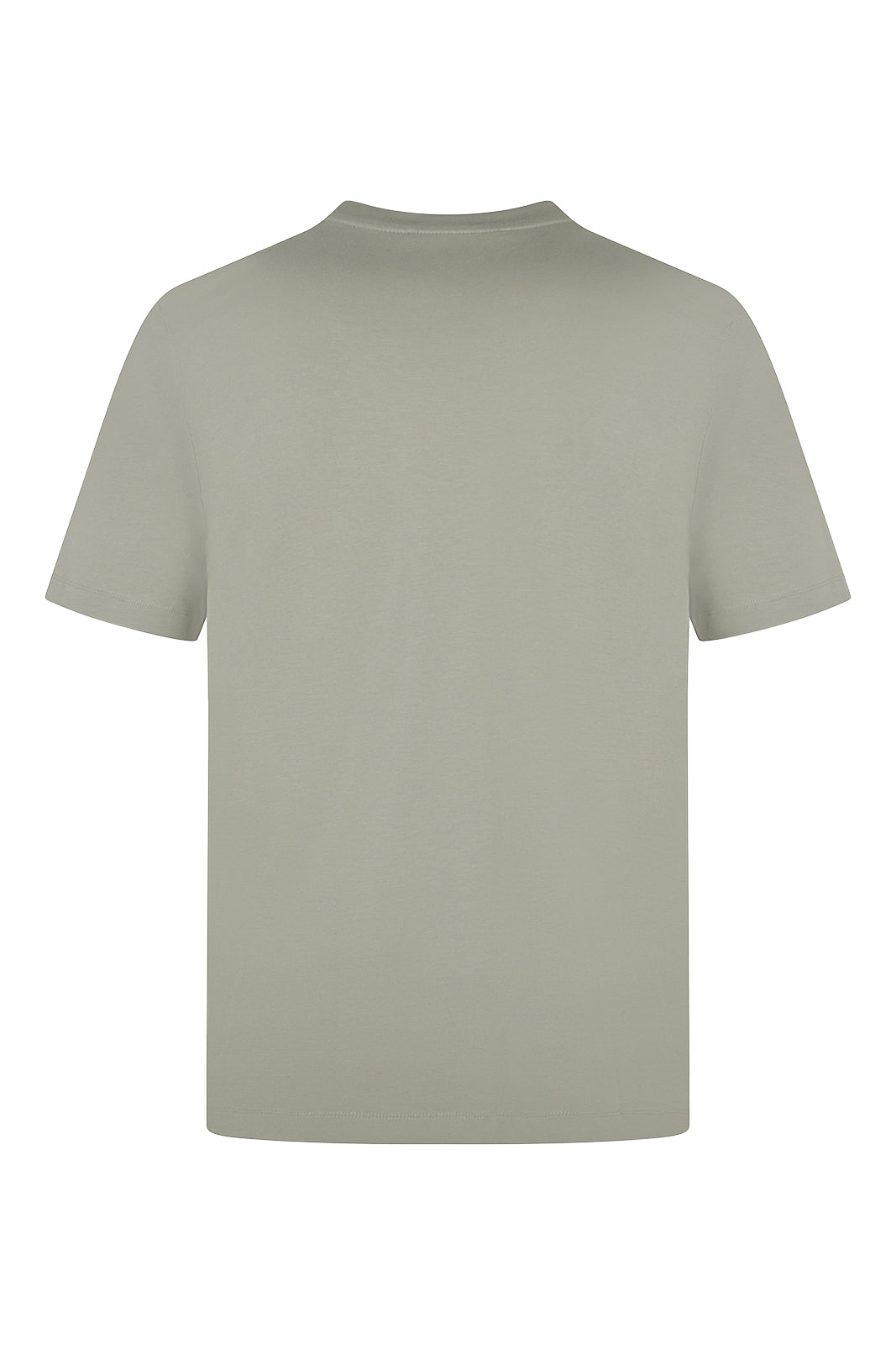 Natural beige crew-neck short-sleeve T-shirt with plain back view