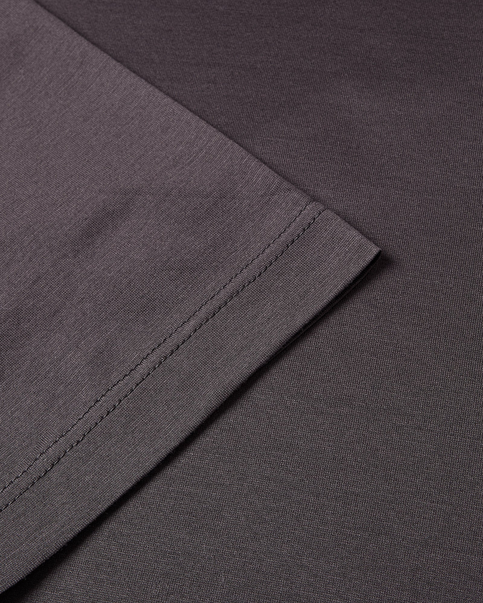 Carbon grey T-shirt stitched seam and hem detail with short sleeve cuff