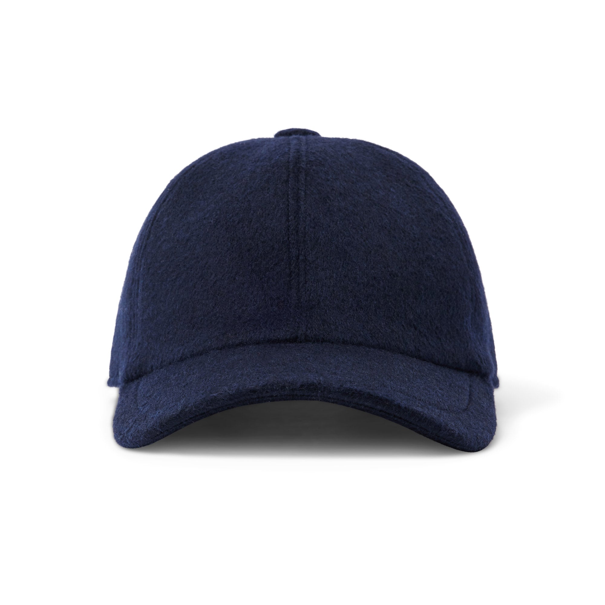 Elasticated cashmere-wool cap, midnight navy, side panel seam and curved brim