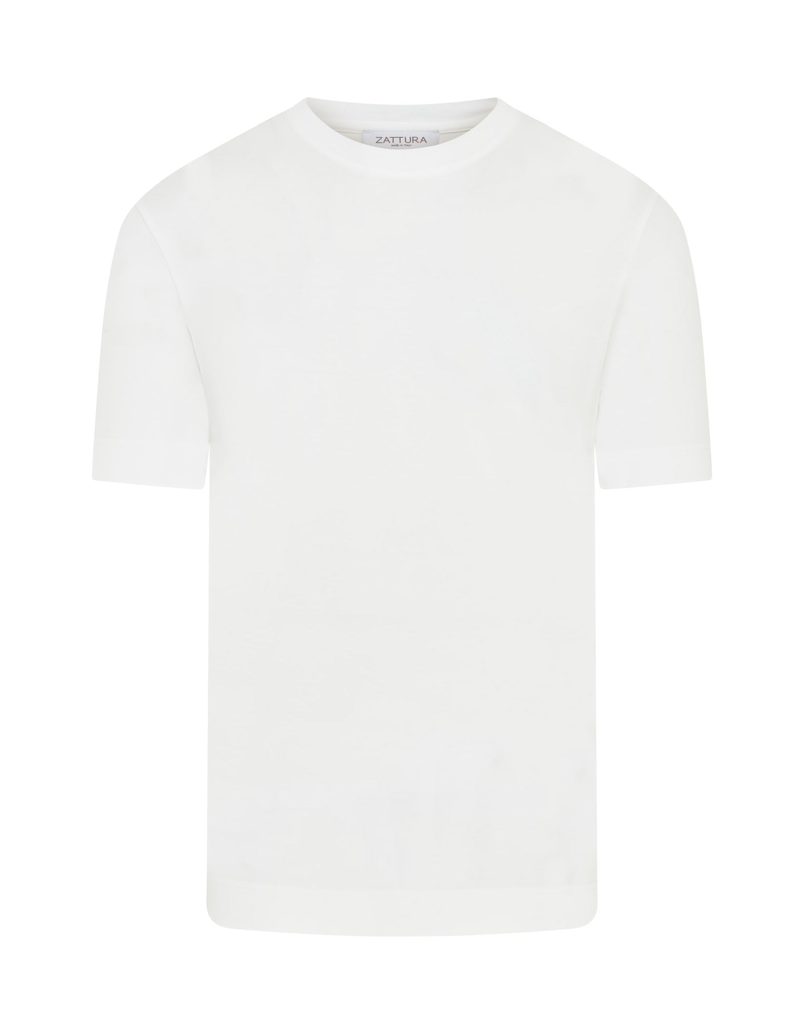 White high-collar short-sleeve Supima cotton T-shirt, front view