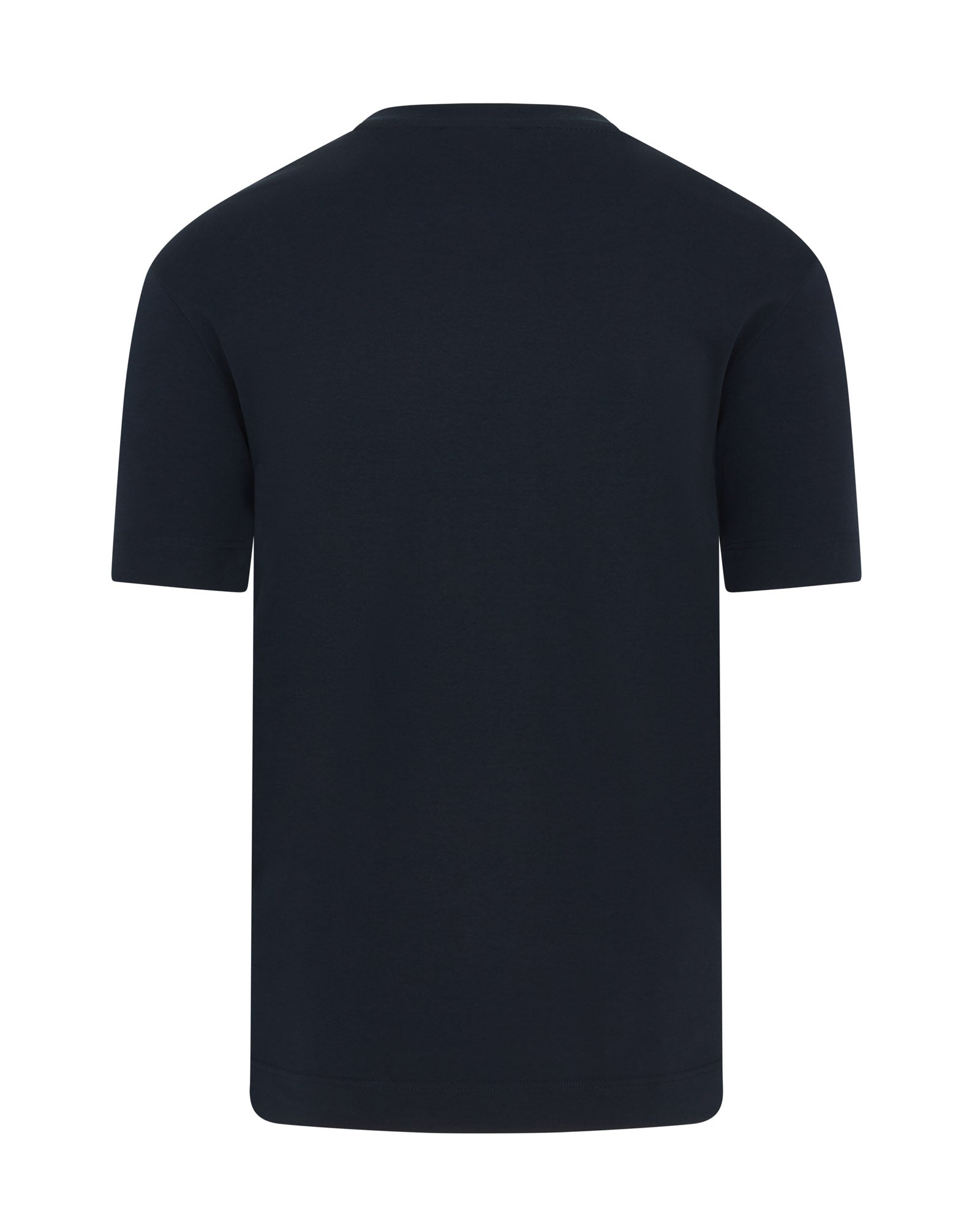 Men's dark navy short-sleeve T-shirt with crew neck, back view