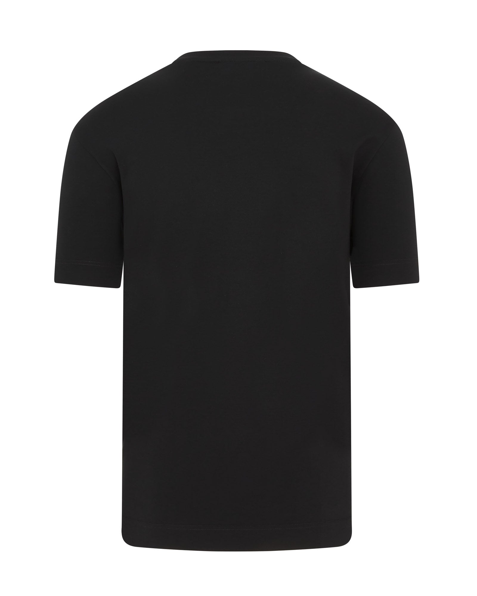 Black high-collar short-sleeve Supima cotton T-shirt, back view