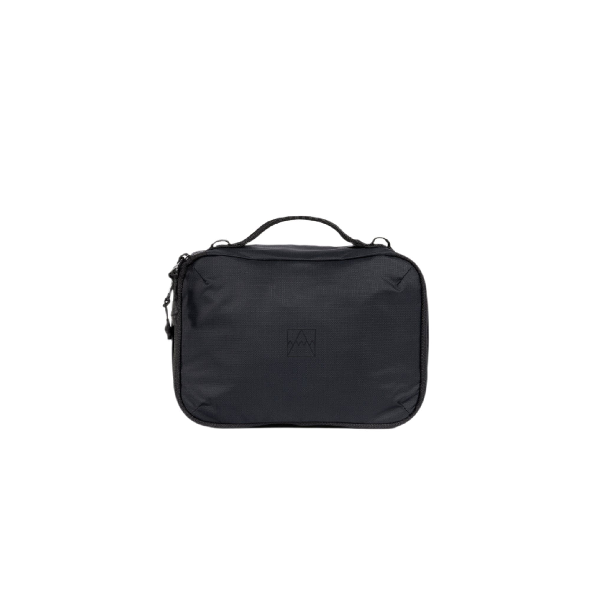 Small black packing cube with top handle and zip closure