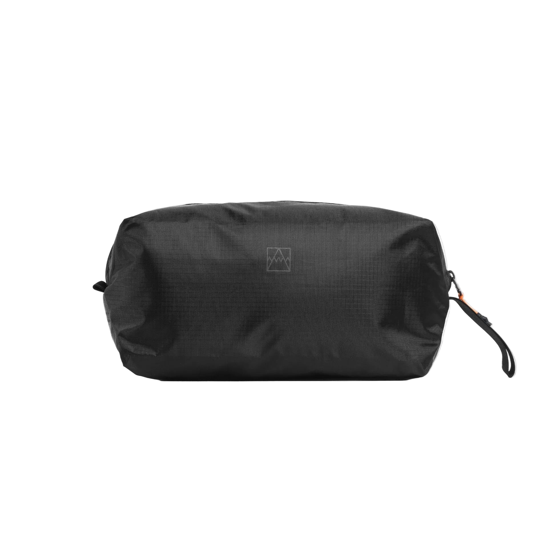 Black weatherproof travel shoe bag with zip closure and side pulls.