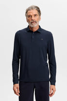J.Lindeberg Florian long-sleeve polo shirt in navy with button placket and chest logo