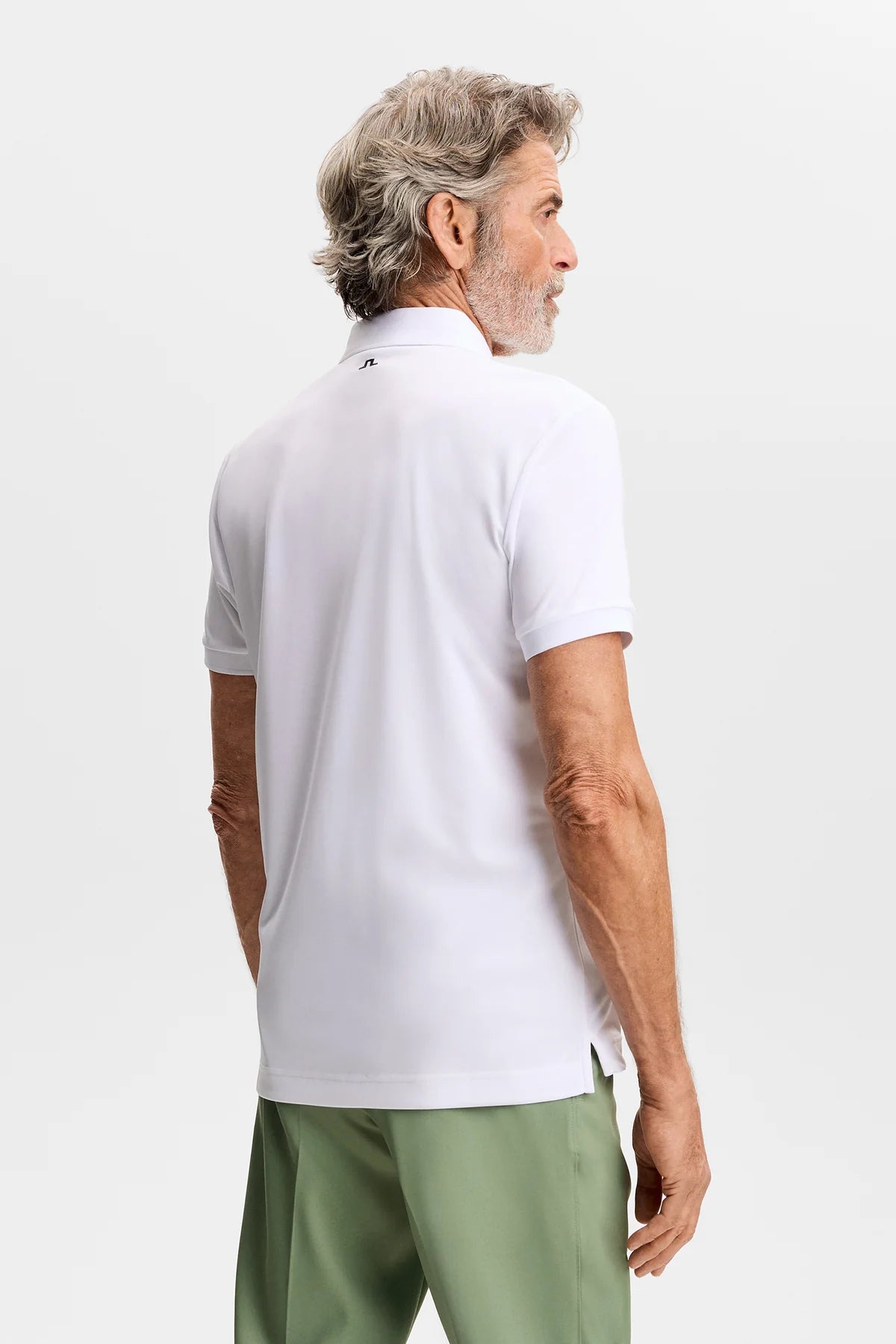 White J.Lindeberg Tour Tech polo shirt, short sleeves, polo collar, button placket