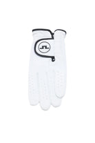 White golf glove with black cuff and J.Lindeberg logo patch