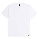 White stretch jersey T-shirt with crew neck and short sleeves, small logo at hem