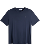 Men's navy crew-neck T-shirt with small white chest logo