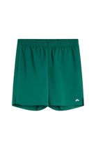 Preston shorts in dark green with elastic waistband and small logo on right hem