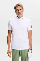 White J.Lindeberg Tour Tech polo with chest logo, button-front, ribbed collar
