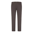 Pair of dark brown tech stretch travel trousers with belt loops and zip fly