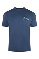 Coastal blue cotton T-shirt with white embroidered chest logo