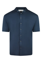 Zattura relaxed-fit Cuban shirt in navy with short sleeves and button front
