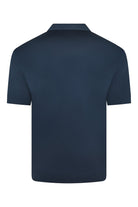 Relaxed-fit Cuban shirt in navy with short sleeves, back view