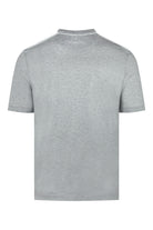 Light grey short-sleeve crewneck T-shirt, heathered knit back view.