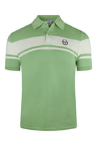 Kids polo shirt in green with white chest stripe and buttoned collar