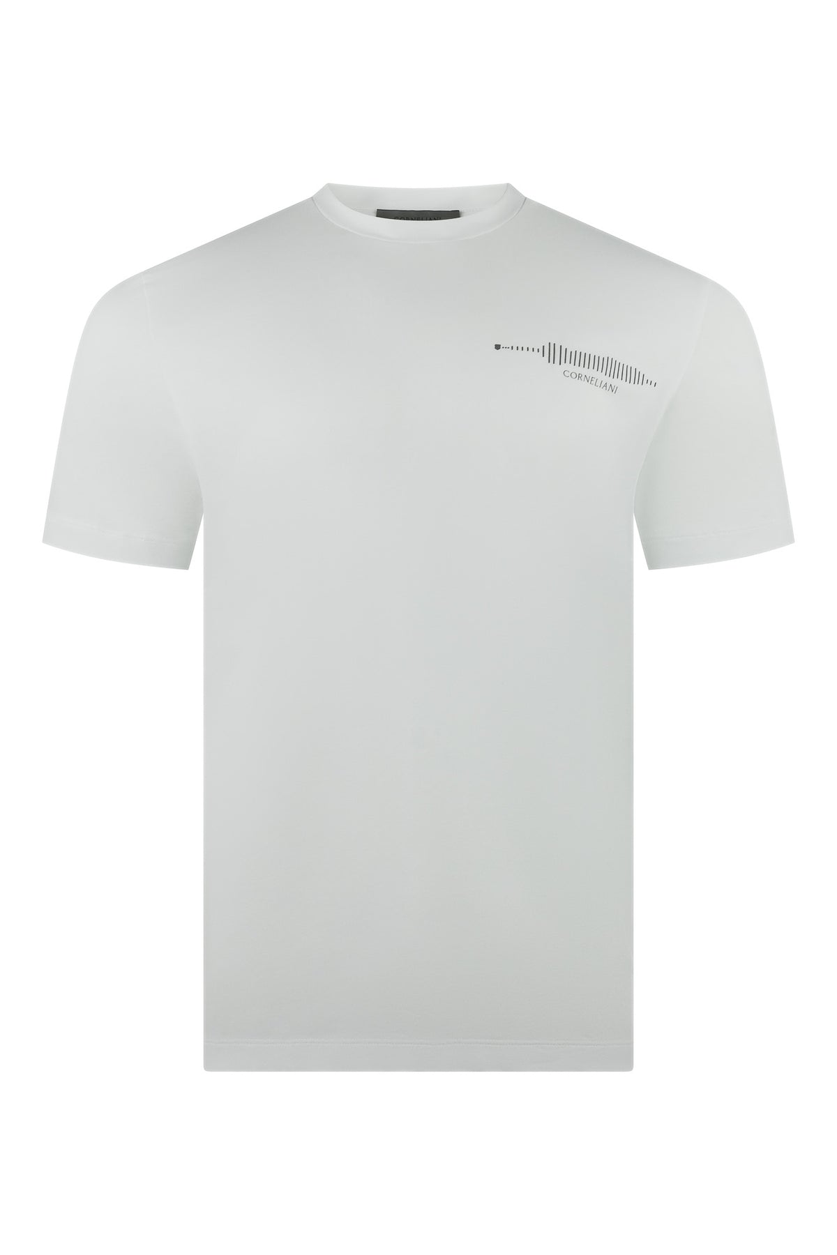 Corneliani white short-sleeve T-shirt with small chest frequency graphic