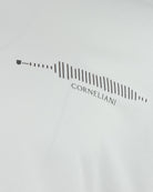 Corneliani white T-shirt chest frequency stripe logo close-up