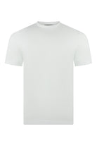 Light grey short-sleeve T-shirt with ribbed crew neck