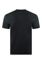 Black crew-neck short-sleeve T-shirt, back view