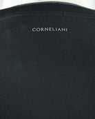 Corneliani black crew-neck T-shirt neckline with brand text