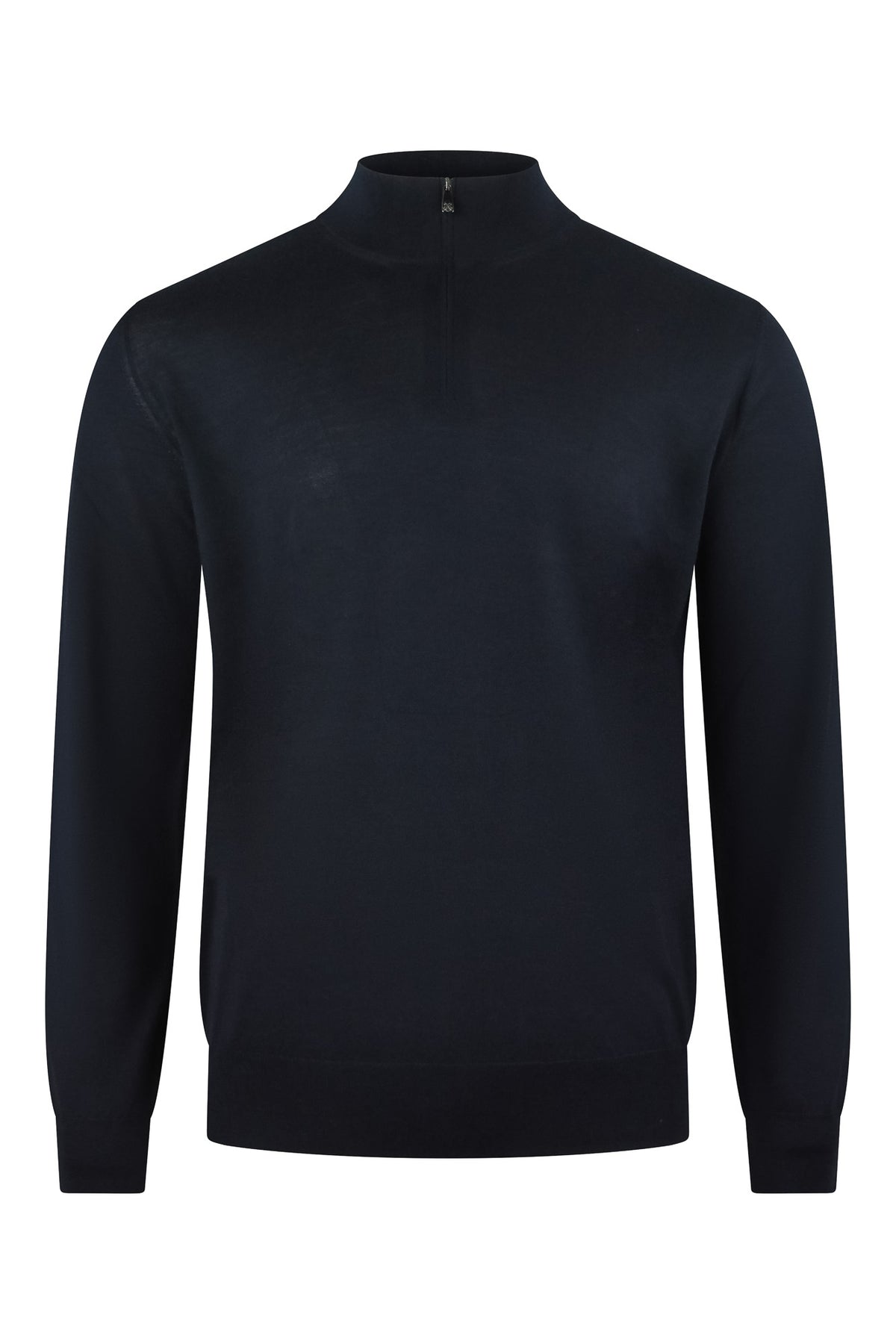 Corneliani merino quarter-zip knit jumper with mock neck, navy blue