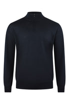 Corneliani merino quarter-zip knit jumper with mock neck, navy blue
