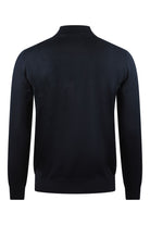 Corneliani merino quarter-zip knit jumper, navy blue back view