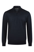 Corneliani merino quarter-zip knit jumper with zip collar, navy blue