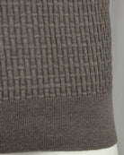 Corneliani taupe ribbed hem and knit texture long-sleeve polo
