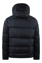 J.Lindeberg Daryl crinkle down jacket, dark navy, hooded with full-zip front