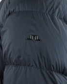 J.Lindeberg IL logo patch on dark navy crinkle down jacket chest