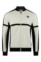 Fila Isaac color block baseball jacket, cream body with black stripes and zip front